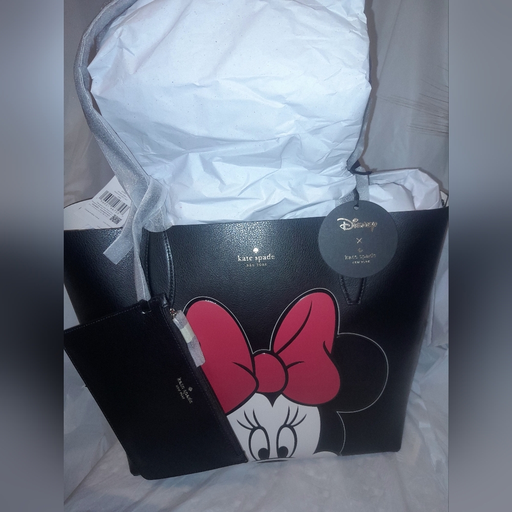 New Kate Spade Disney Reversible Minnie Mouse Tote/Detachable Wristlet NWT - Picture 7 of 12